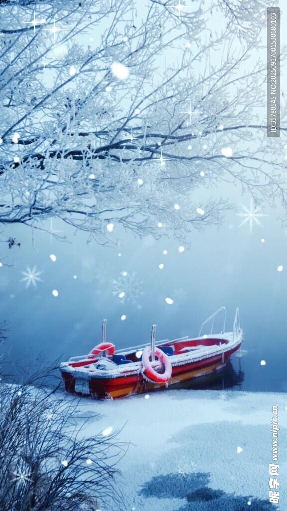 雪湖孤舟