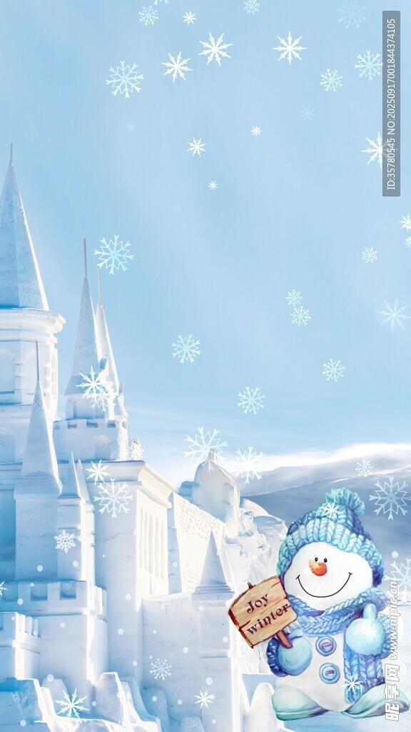 冰雪城堡与可爱雪人