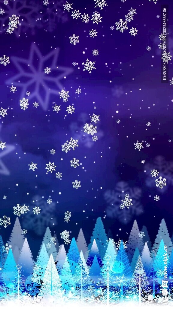 梦幻雪景中的蓝色森林