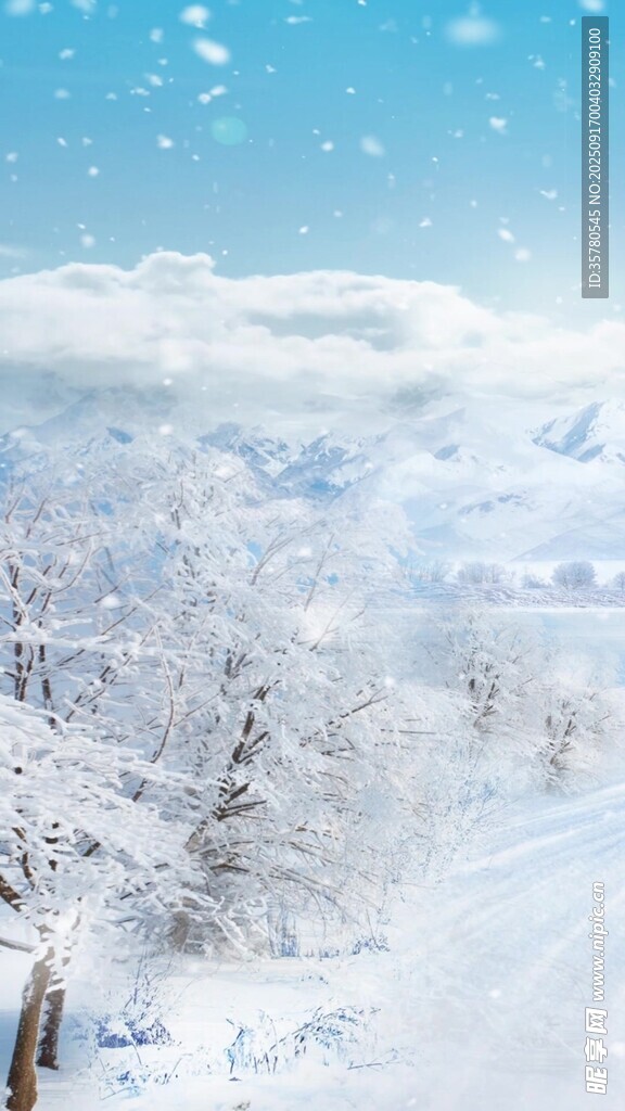 冬日雪景银装素裹的世界