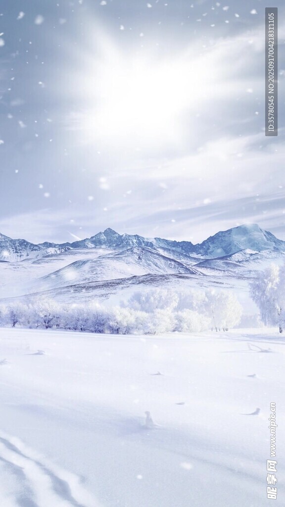 冬日雪山雪景纯净风光