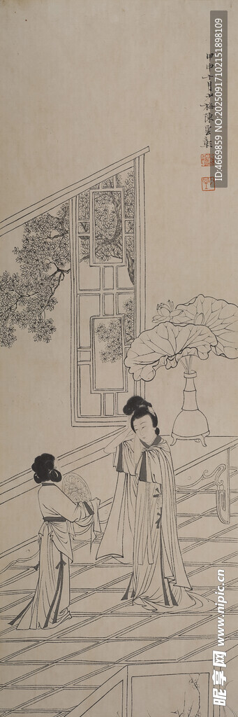 古代女子庭院生活场景