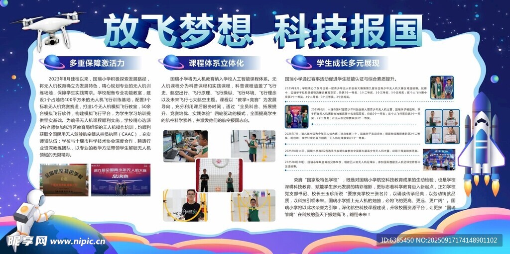 放飞梦想 科技报国宣传板