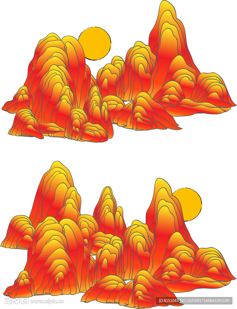 火焰山峰插画