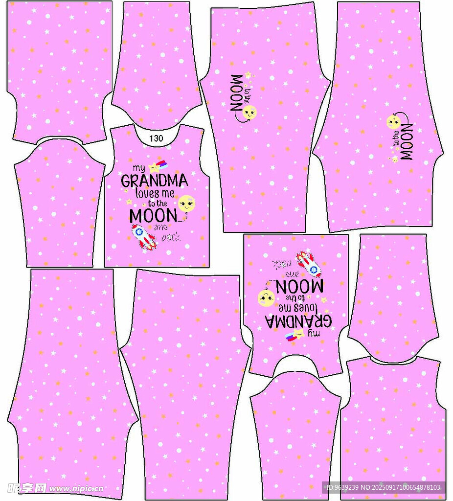 粉色卡通图案服装印花设计