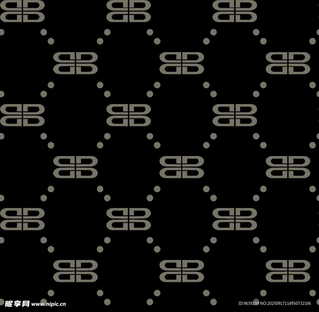 黑色底双B图案纹理