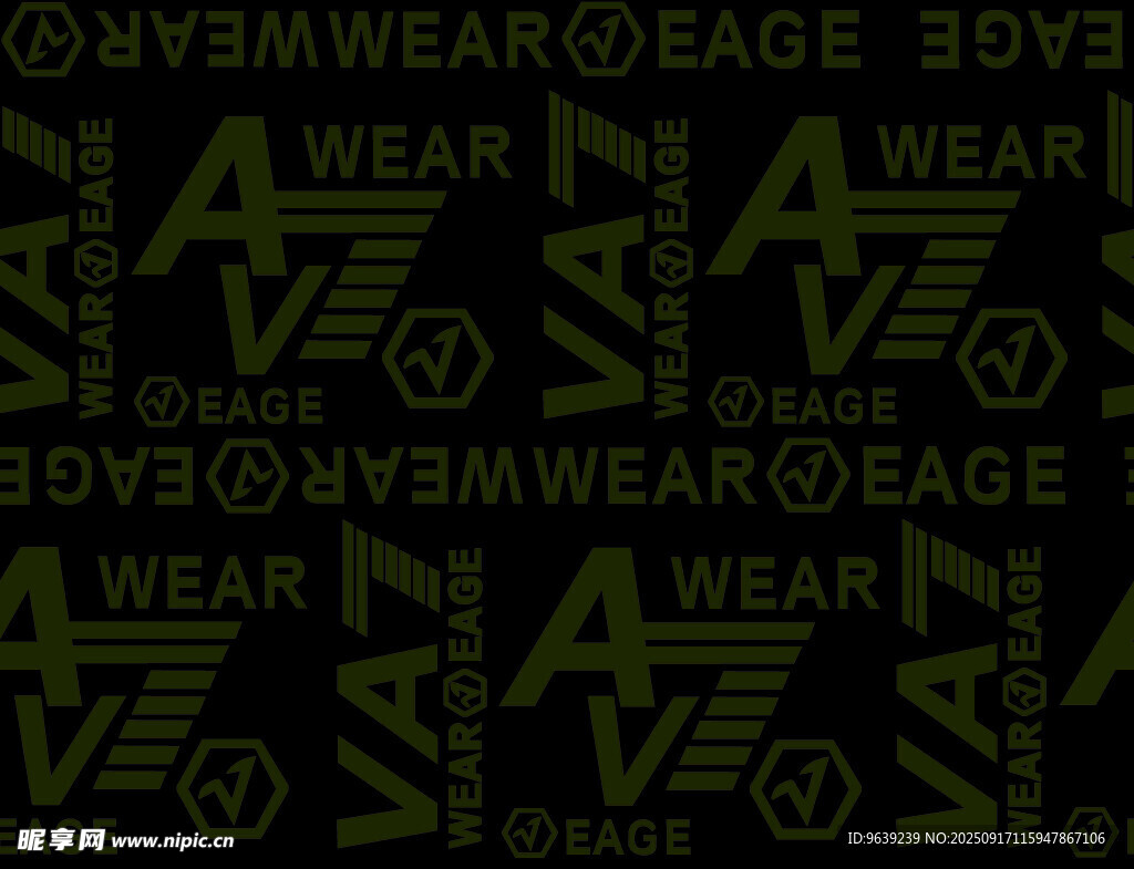 黑色背景多wear字母图案