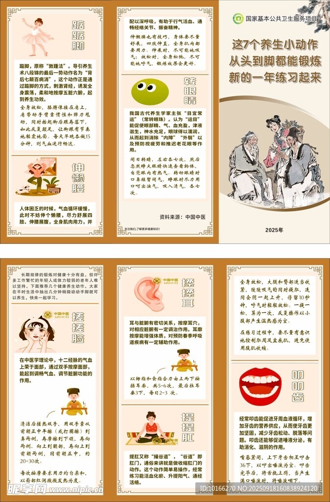 中医养生小动作  三折页