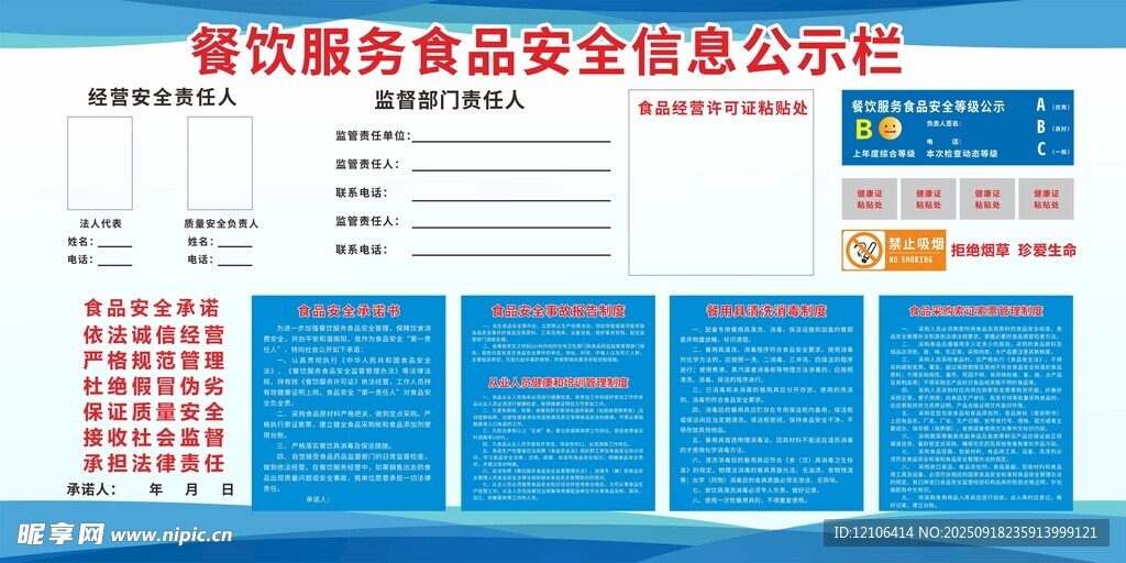 饭店食品安全公示栏展示