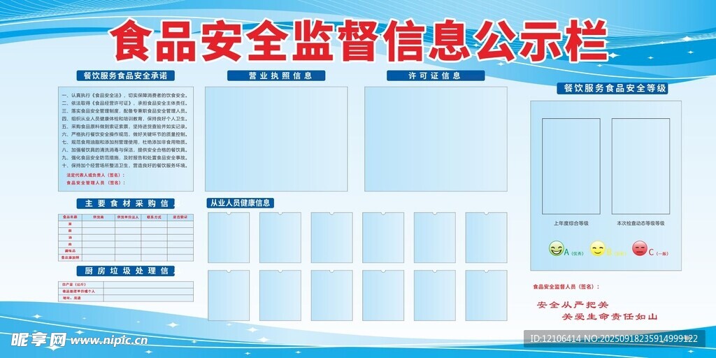 食品安全监管信息公示栏