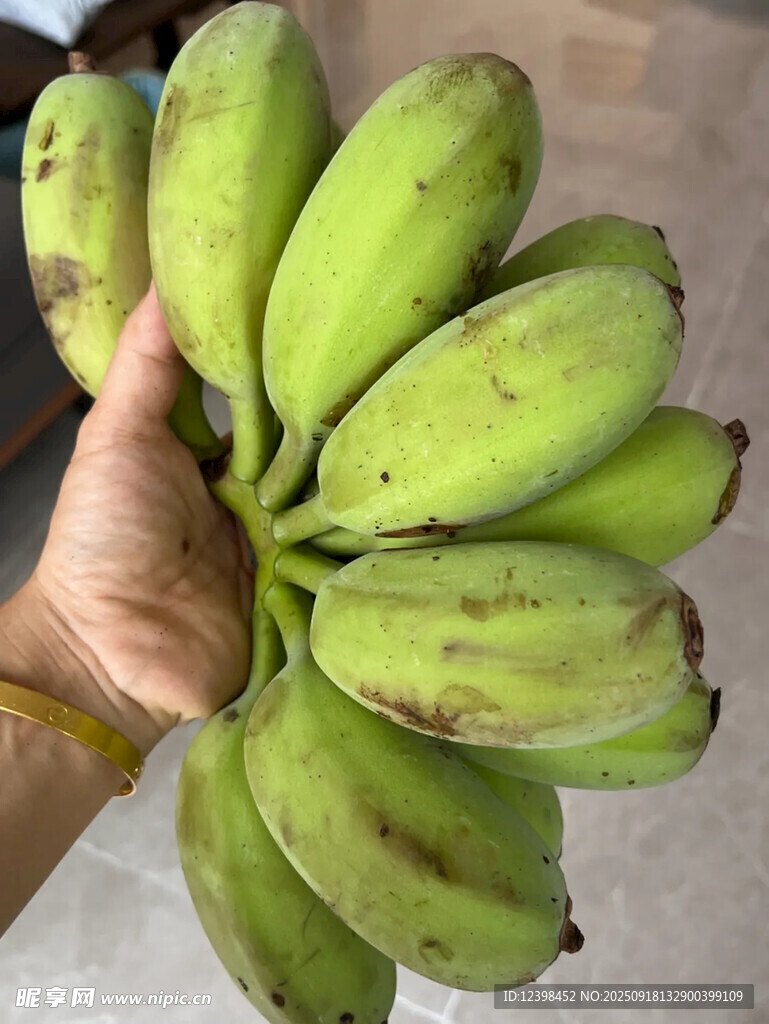 手捧青绿未熟香蕉