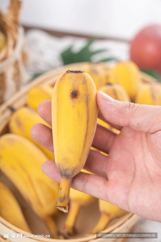 手捧新鲜黄嫩香蕉