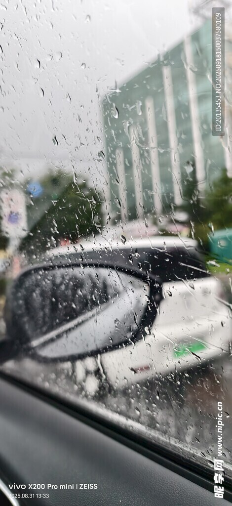 雨中后视镜