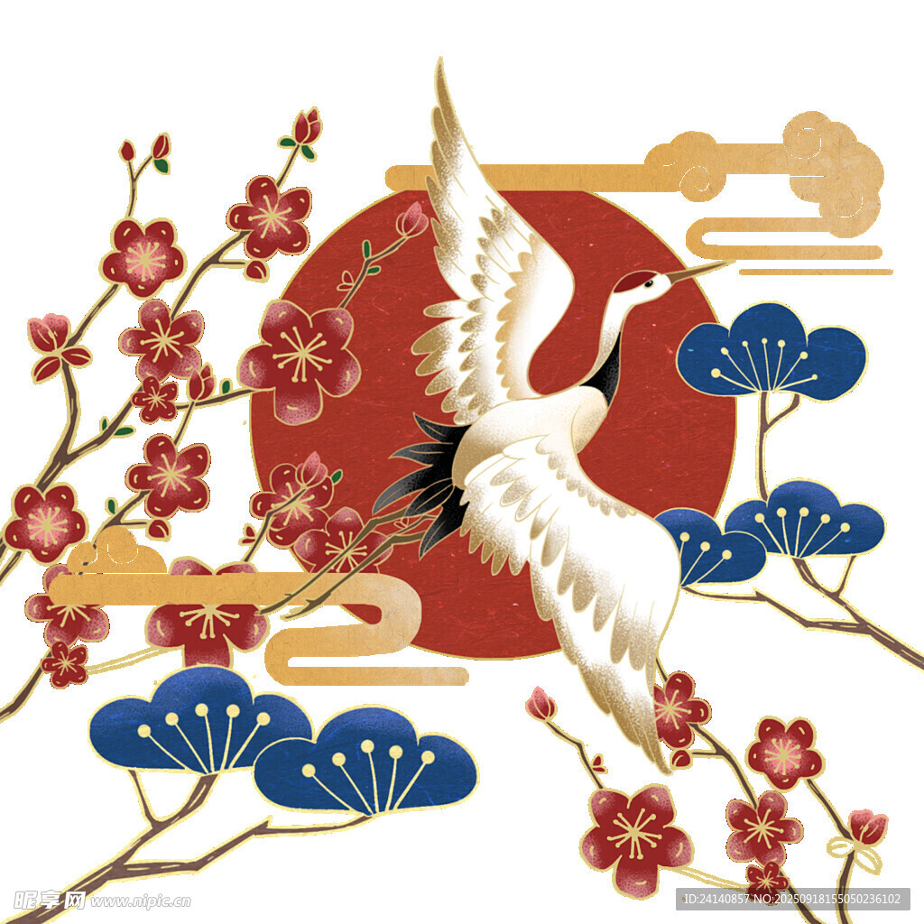 仙鹤祥云图中式祥瑞意象