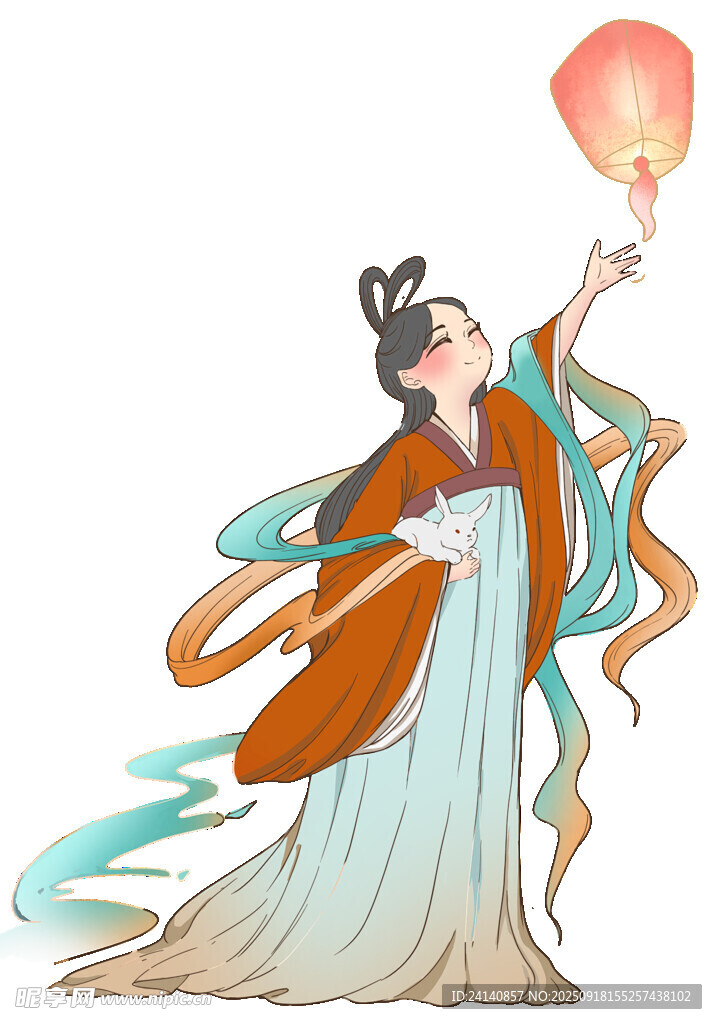 古风女子手持灯笼起舞