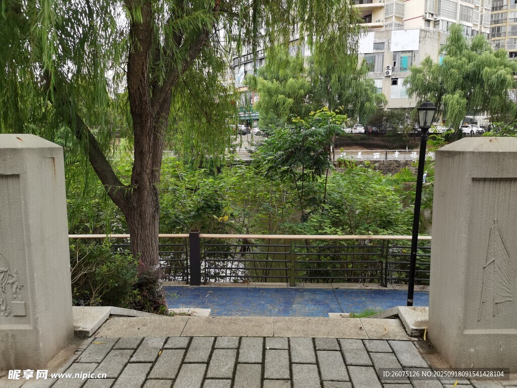 静谧河畔小道景观