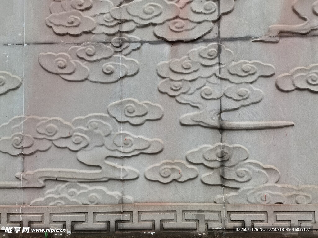 中式云纹浮雕装饰图案