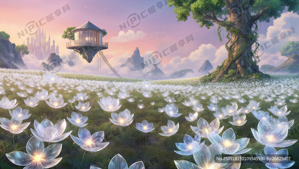 场景：无边无际的荧光花田