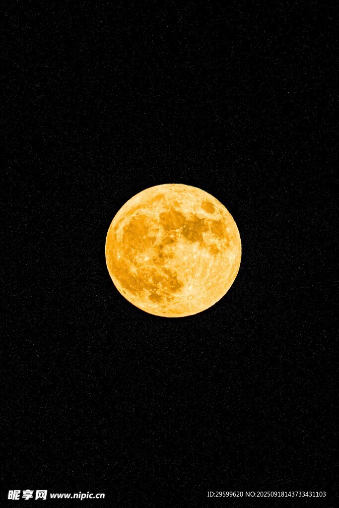 夜空中的金黄满月
