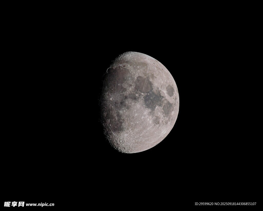 半月高悬夜空
