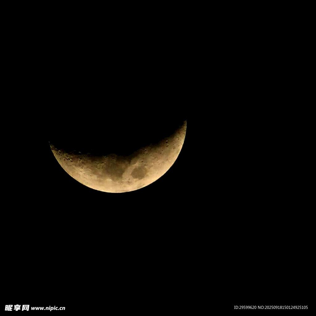 新月高悬夜空