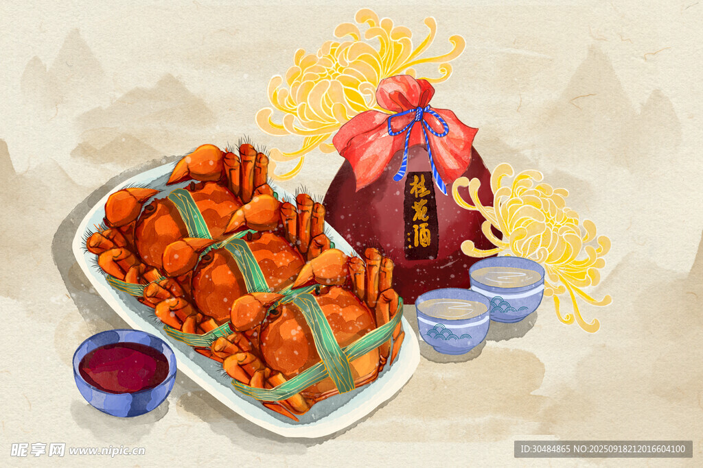 大闸蟹插画