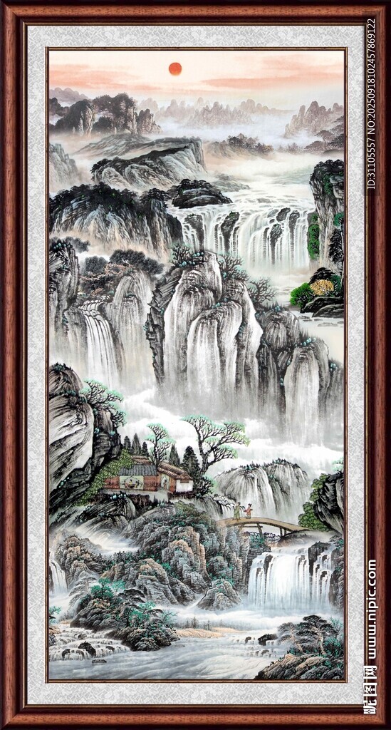 中式山水墨画意境图
