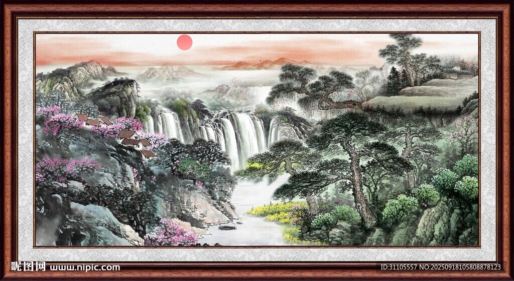 中式山水国画风景图