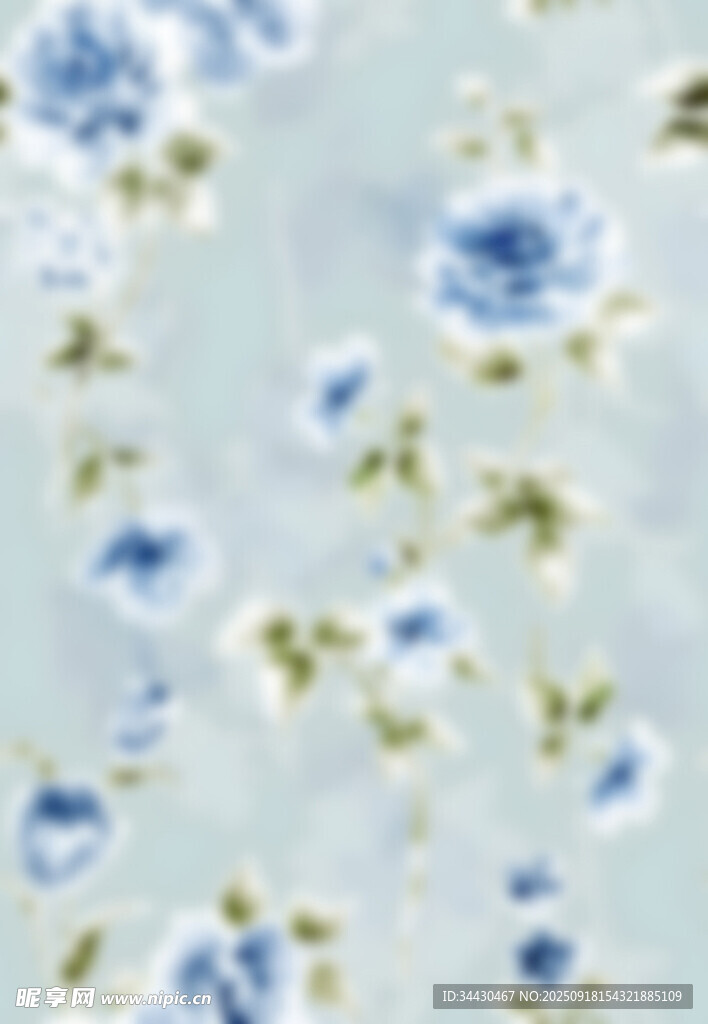 蓝白花卉图案布料纹理