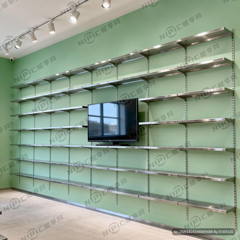 墙浅绿 大靠墙货柜展架到天花板