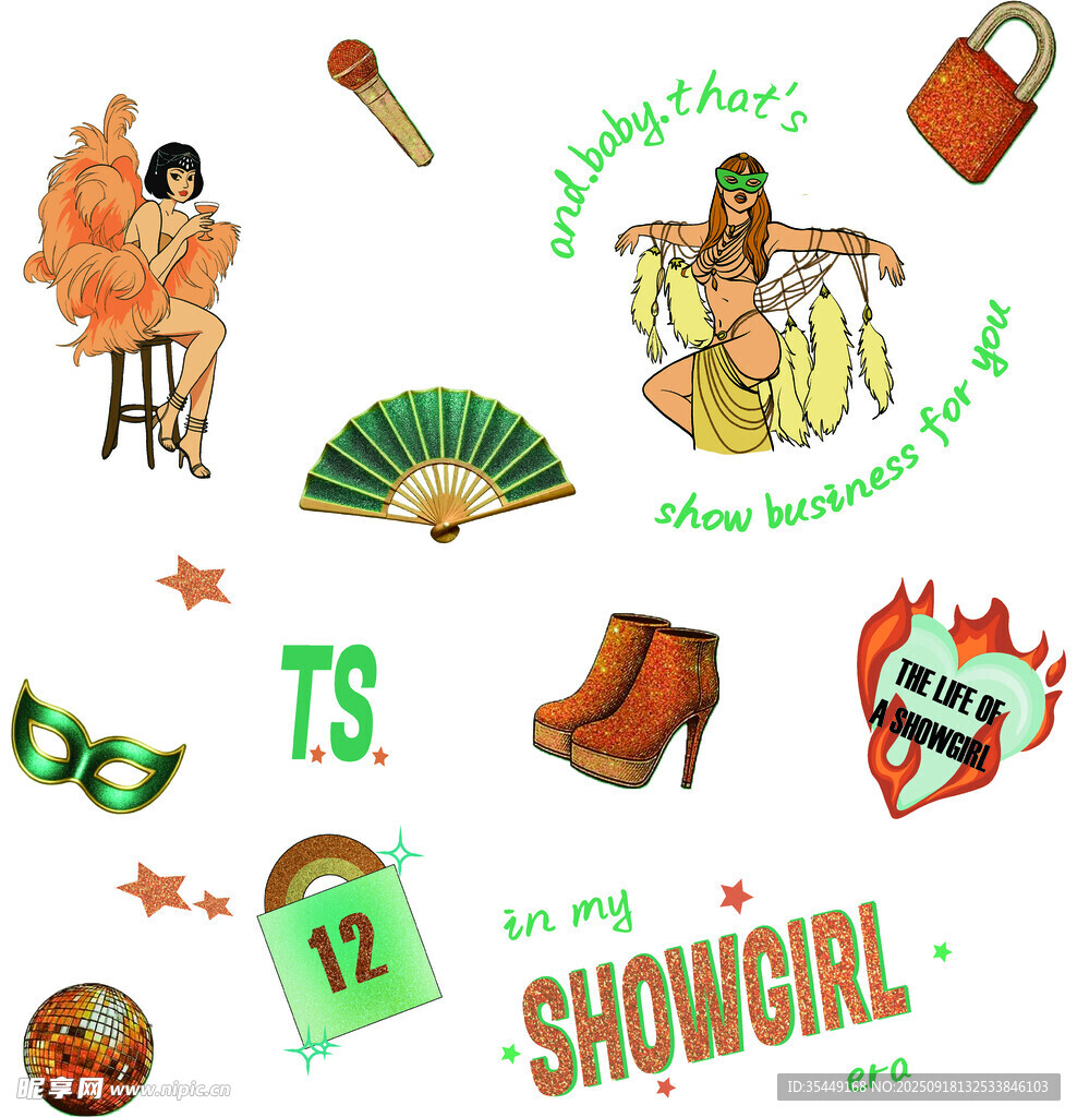 复古秀场元素插画集合
