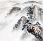 水墨山水间的巍峨山峰