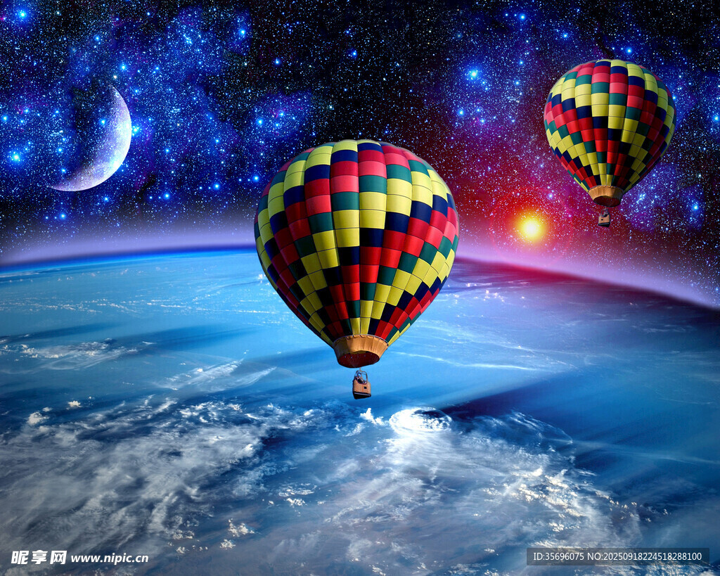 梦幻星空下的热气球之旅