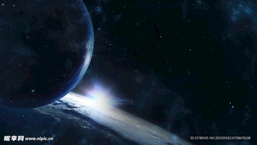 太空中的星球与光束