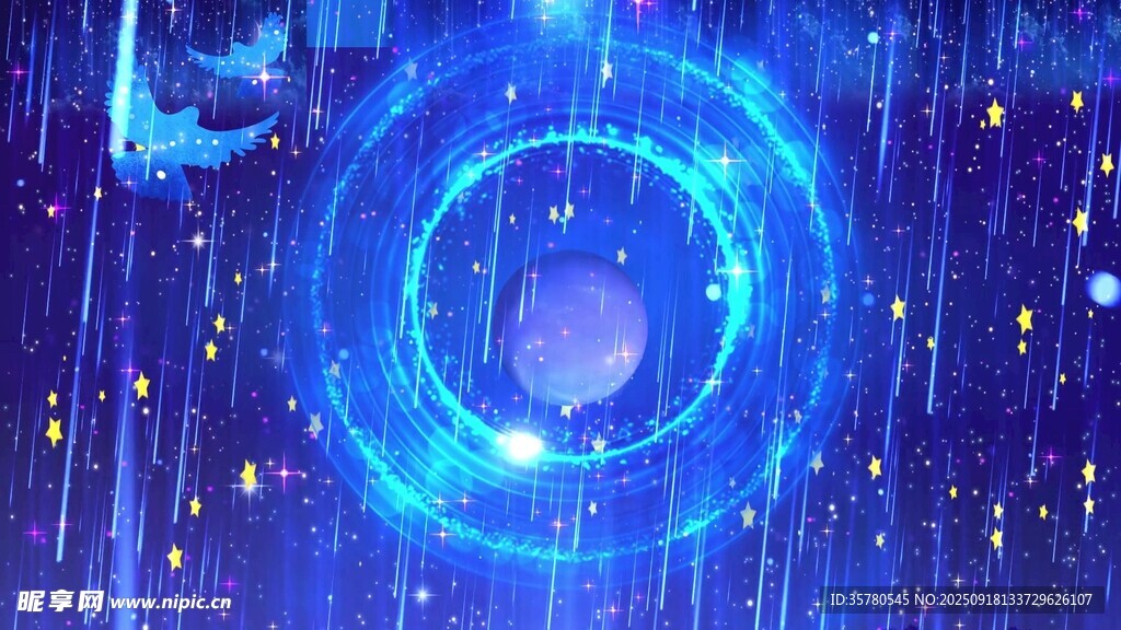 梦幻蓝色科技感光环图案