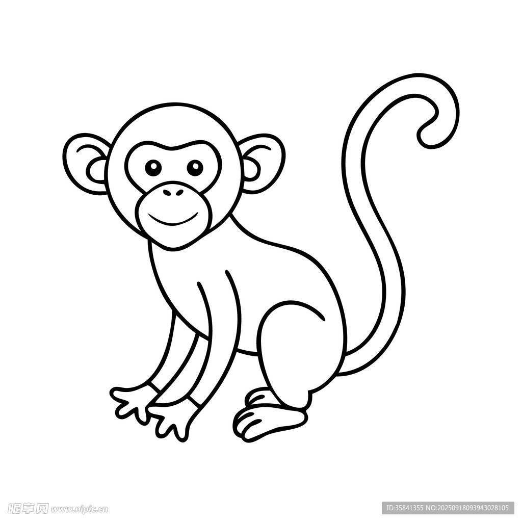 简笔线条猴子插画