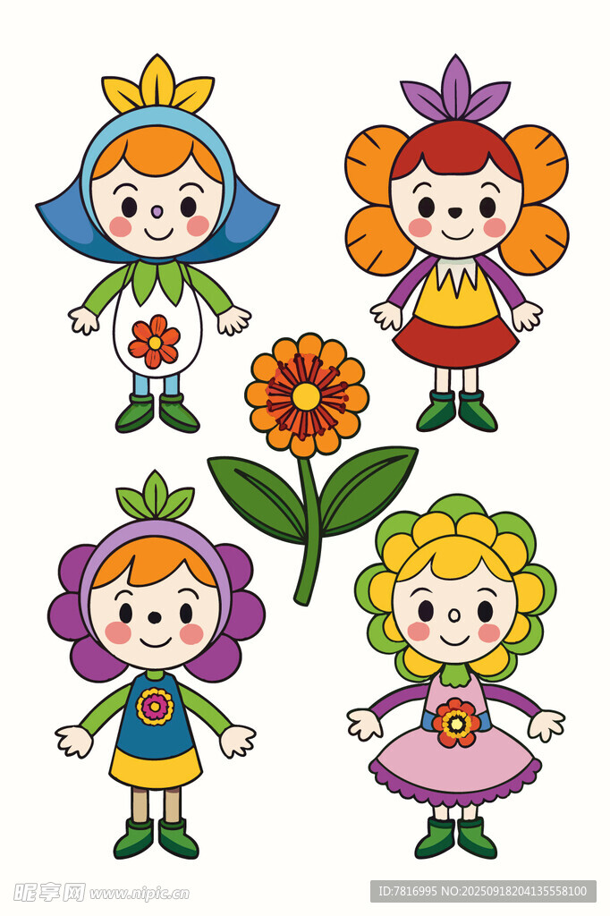花朵精灵女孩插画