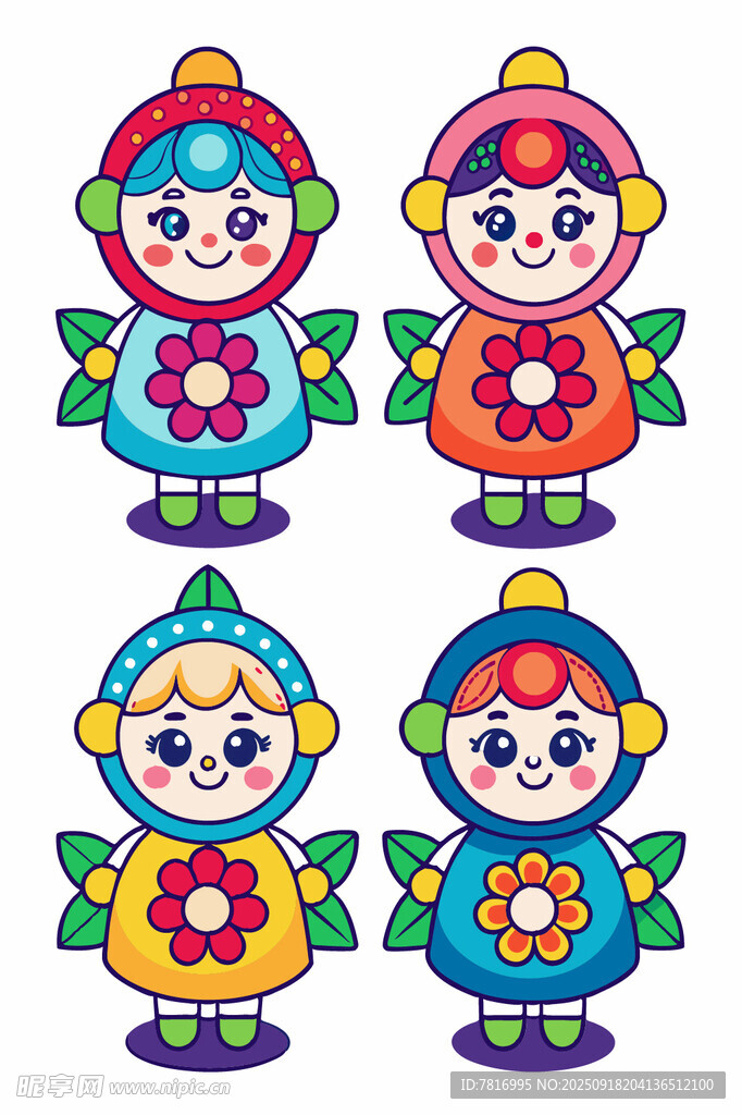 彩色卡通小丑形象插画