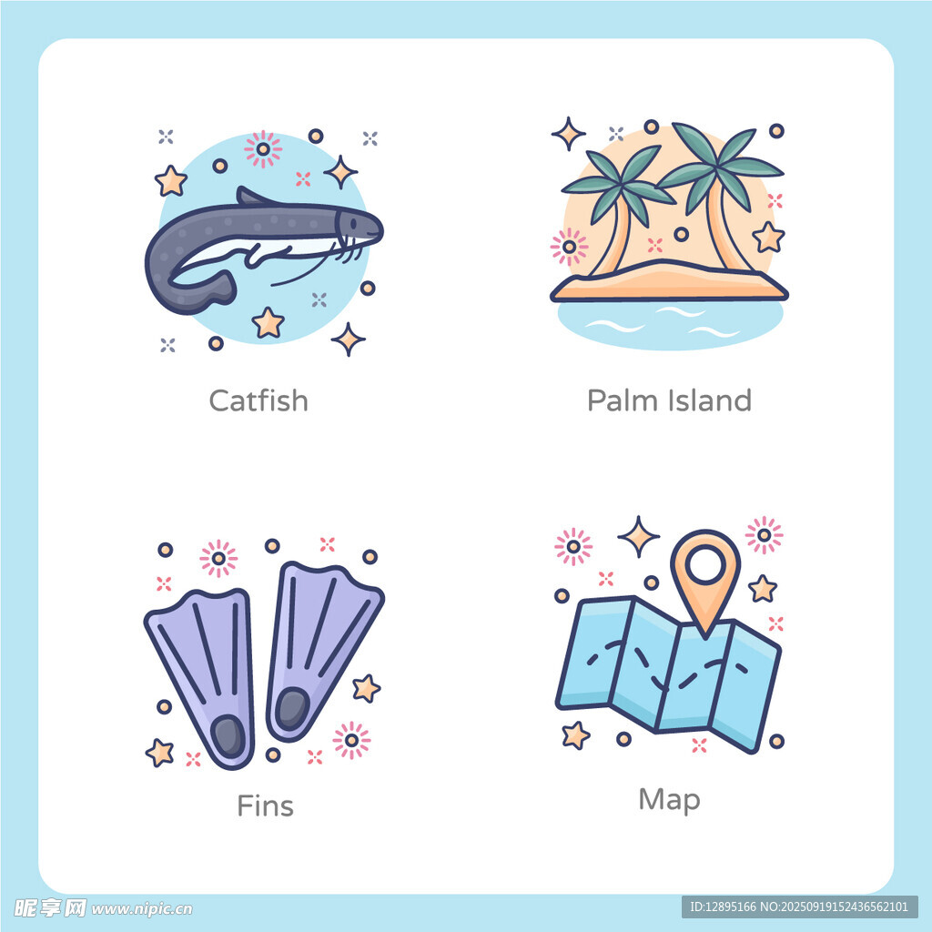 海洋度假元素图标集合