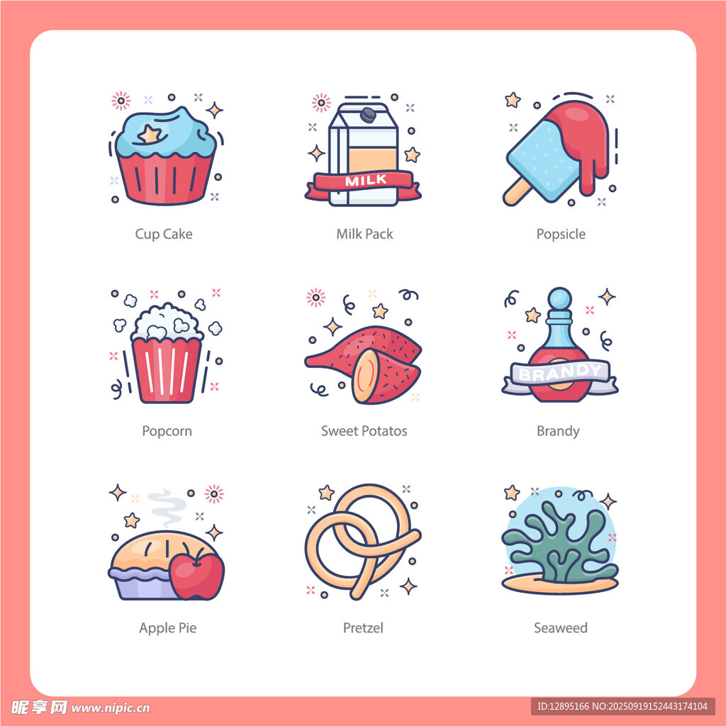 多彩美食图标集合