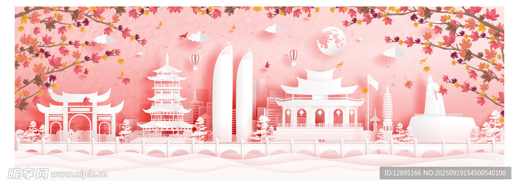 粉色梦幻城堡花卉场景