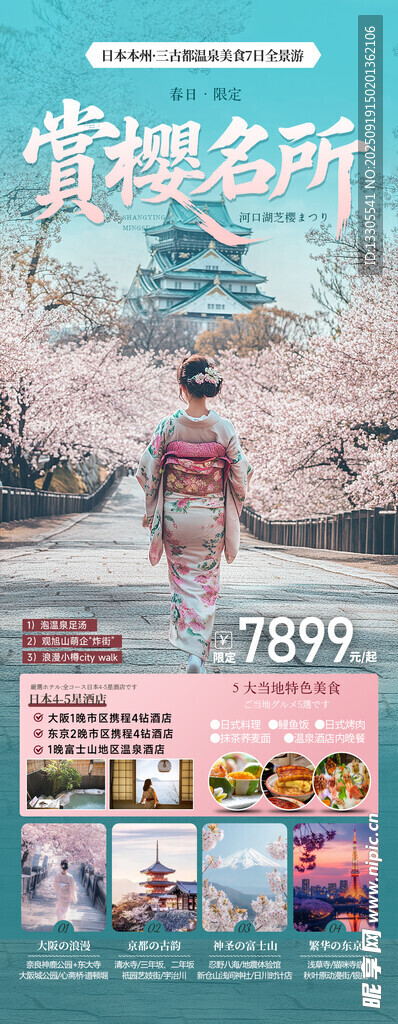 日本春季赏樱花旅游海报