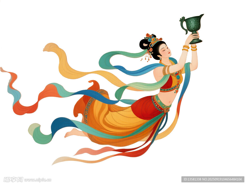 飞天神女彩带飘飞献宝