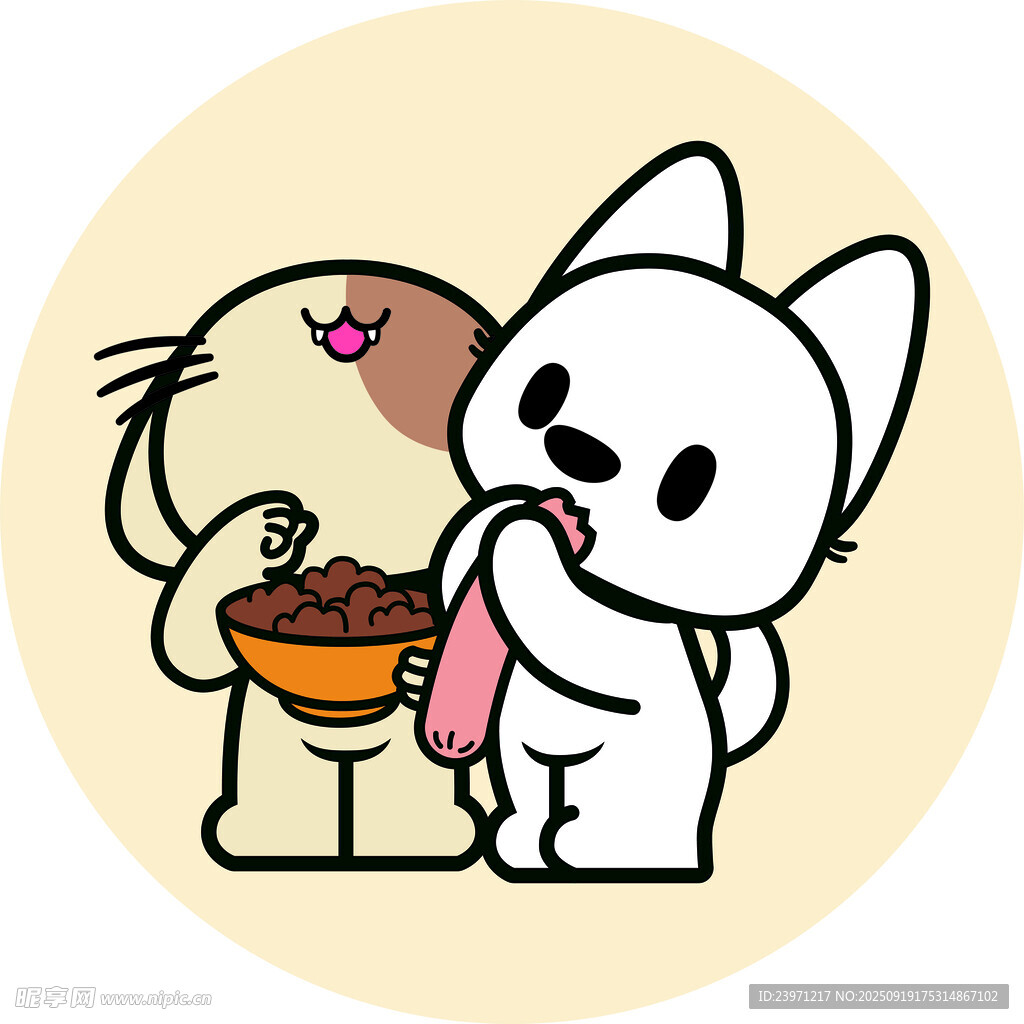 可爱猫咪共食欢乐场景