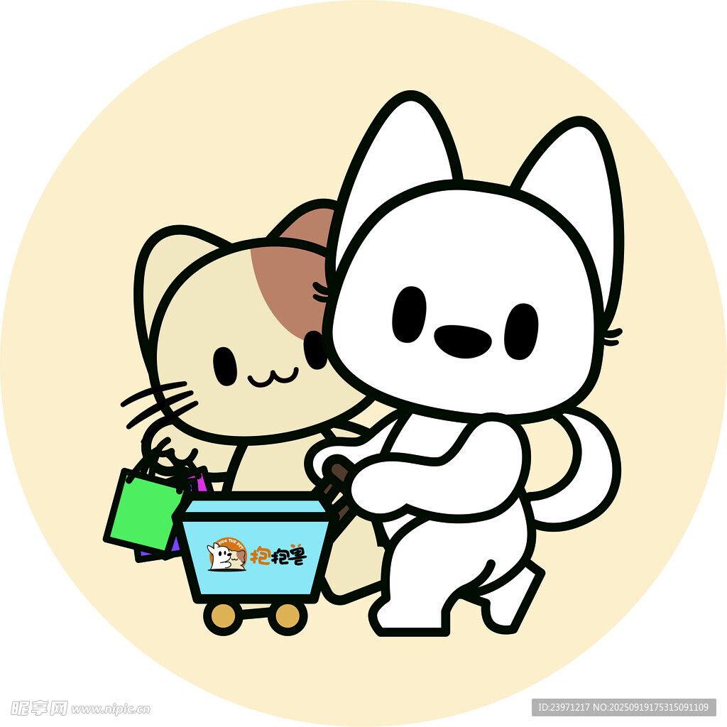 猫狗推车购物可爱瞬间