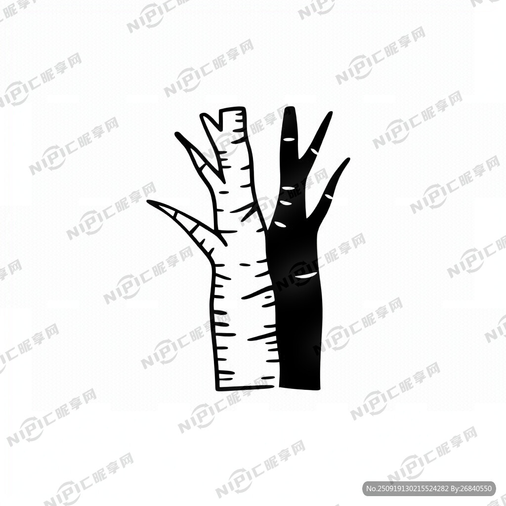 白桦树杆为设计中心 黑白配色