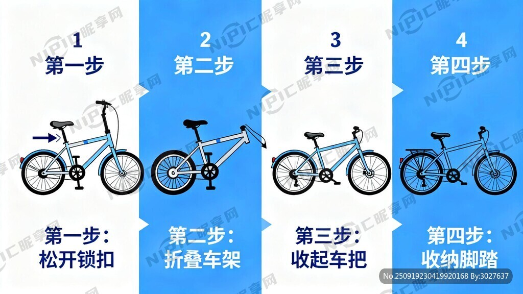折叠自行车的折叠步骤图示