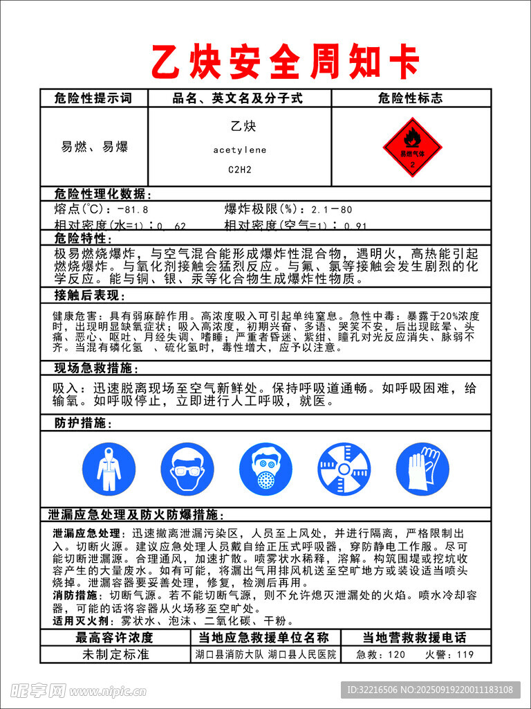 乙炔安全知识卡