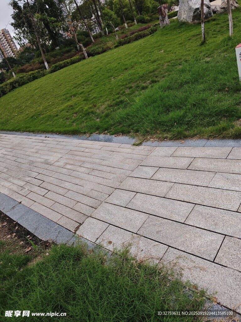 城市中铺设整齐的步道