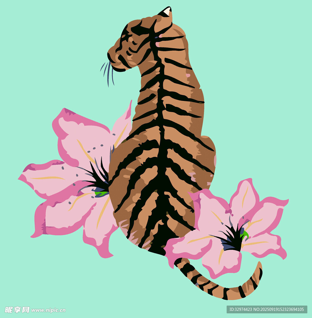 虎伴繁花图